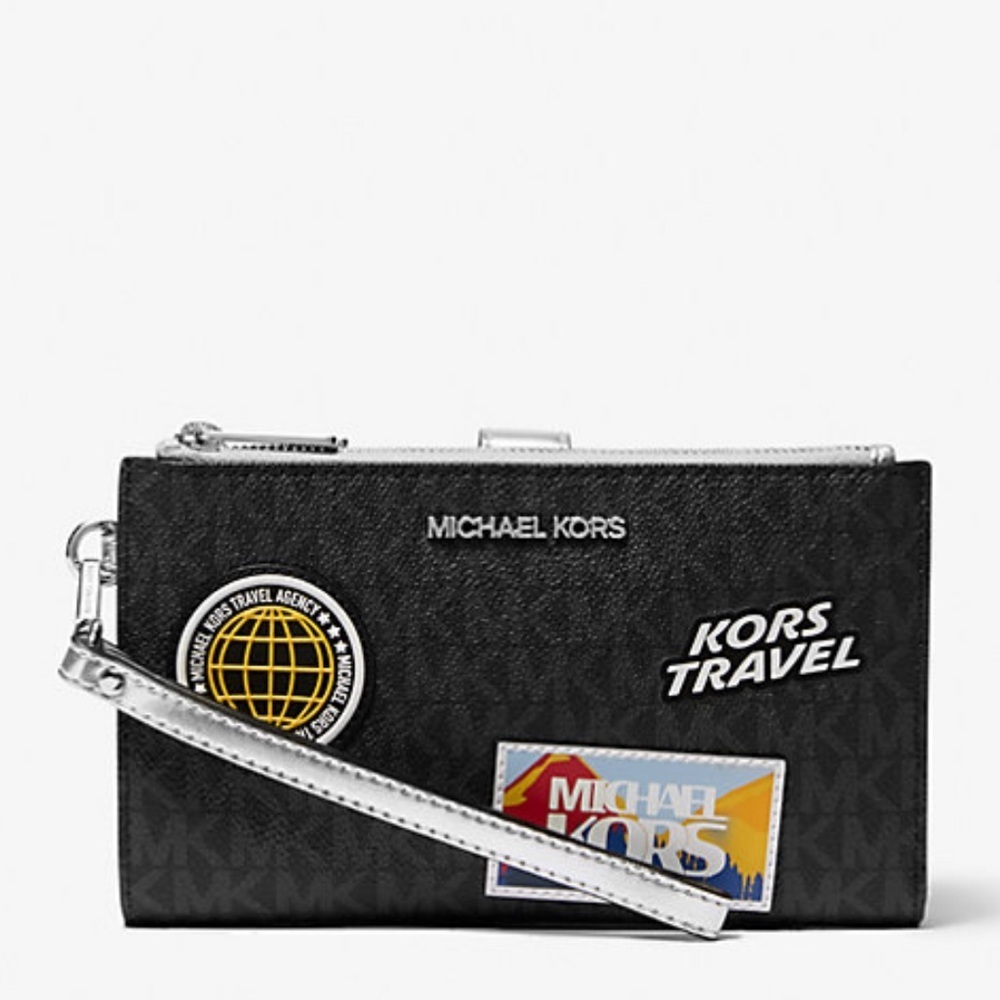 Michael Kors Jet Set Travel Large Embellished Signature Logo Wristlet Wallet - Picture 7 of 12